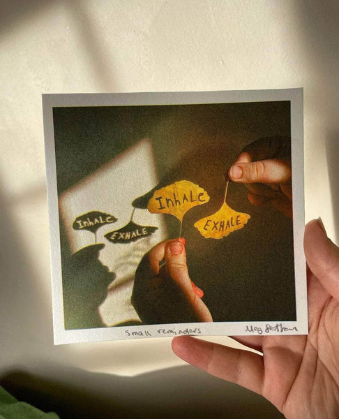 Limited Edition Inhale Exhale Gingko Risograph 15cm x 15cm