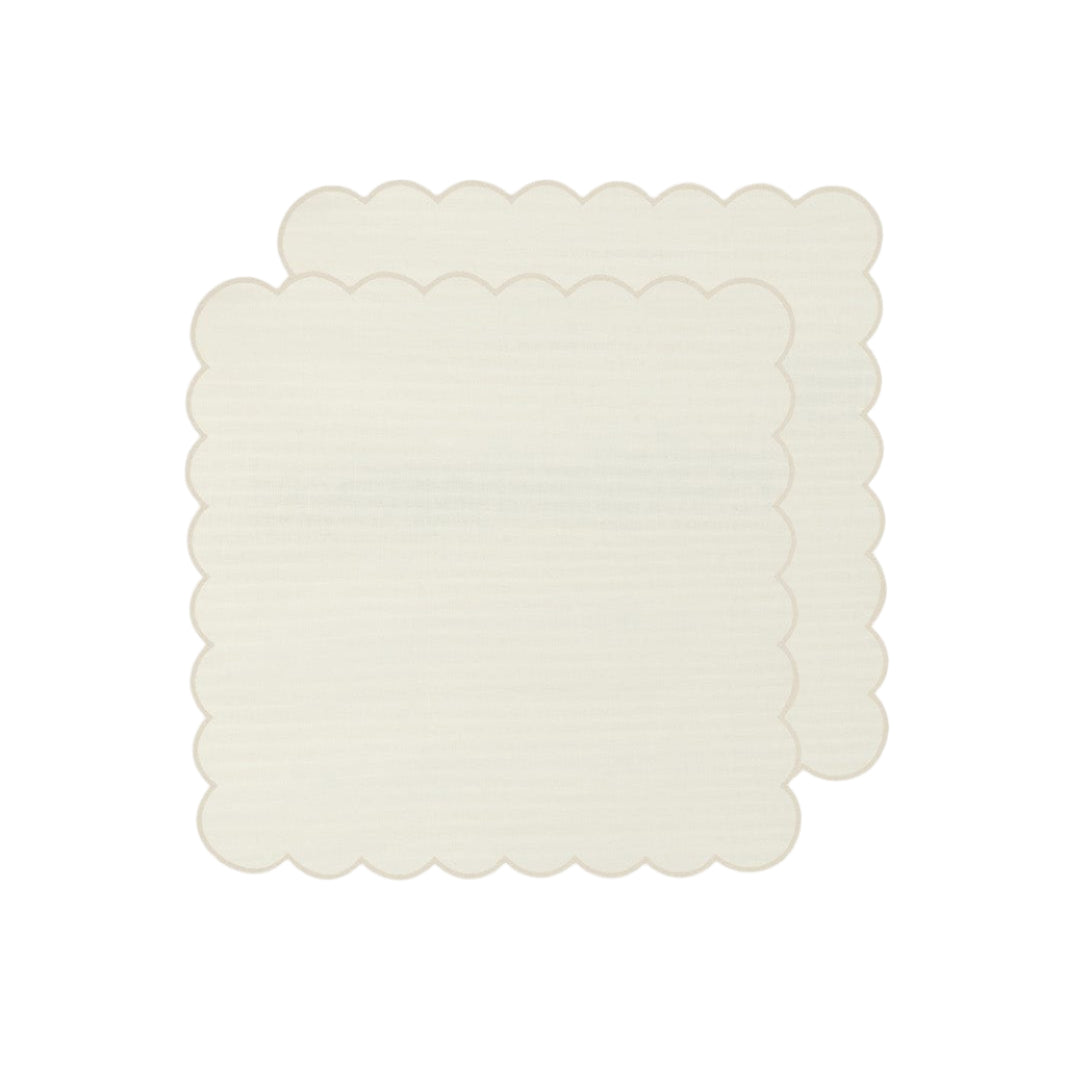 Zero-Waste Scalloped Linen Napkins off-white - Set of 2
