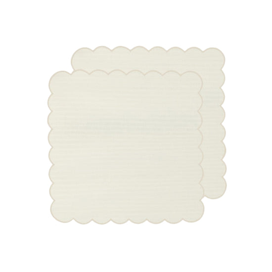 Zero-Waste Scalloped Linen Napkins off-white - Set of 2