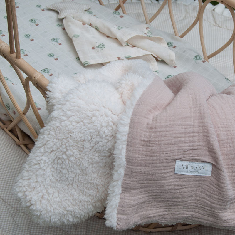 Organic Sherpa Muslin Baby Blanket - Mocha