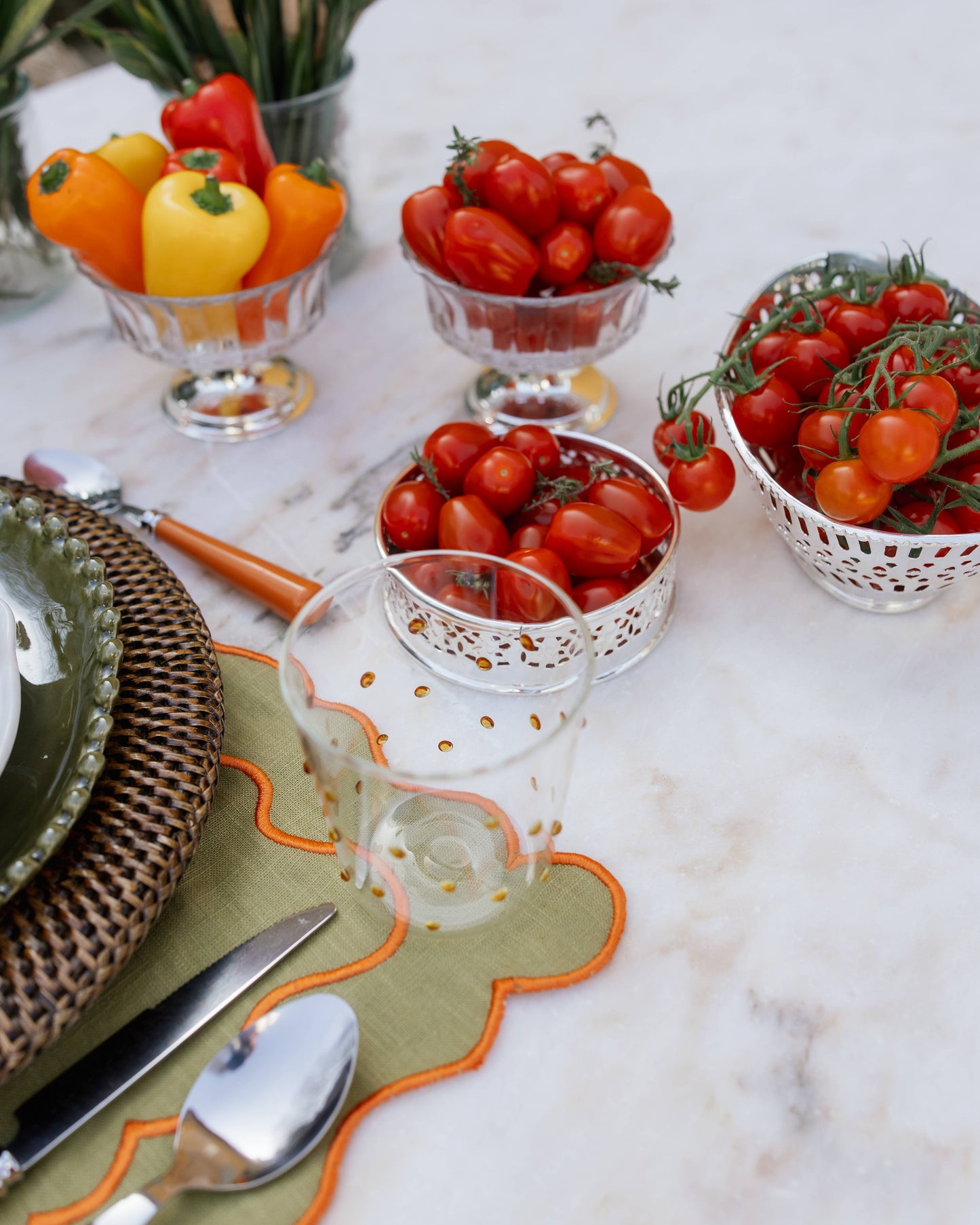 Wavy Placemat, Green with Orange