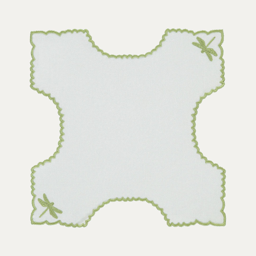 Libelinhas IEA Bread Basket Cloth, White with Green