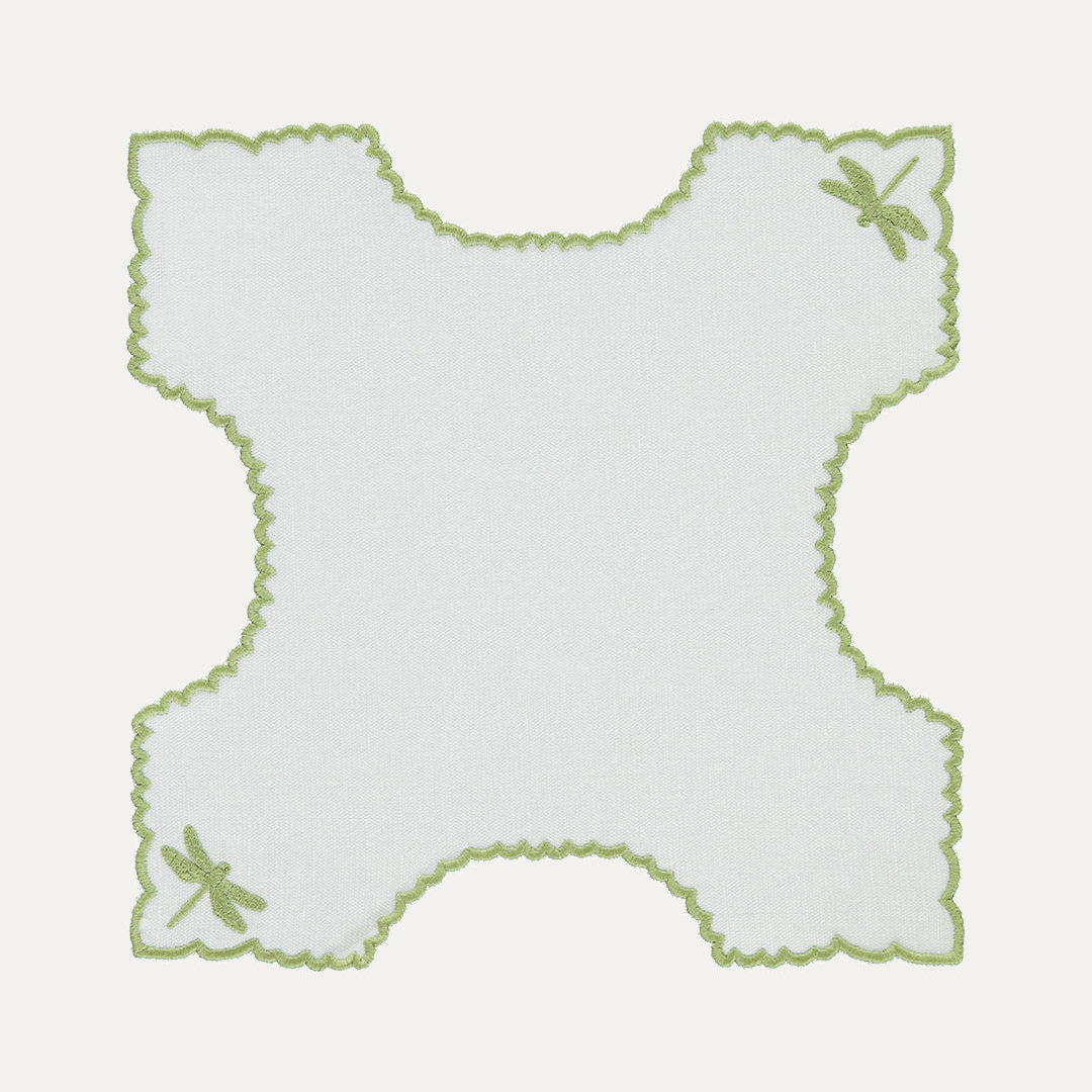 Libelinhas IEA Bread Basket Cloth, White with Green