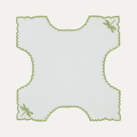 Libelinhas IEA Bread Basket Cloth, White with Green