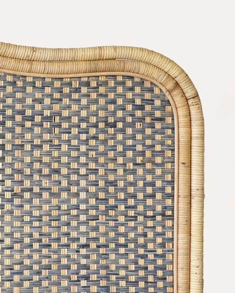 Super King Rattan Headboard - Blue