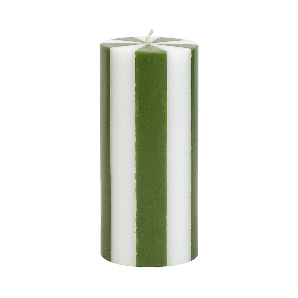 Medium Pillar Candle - Moss Green / White