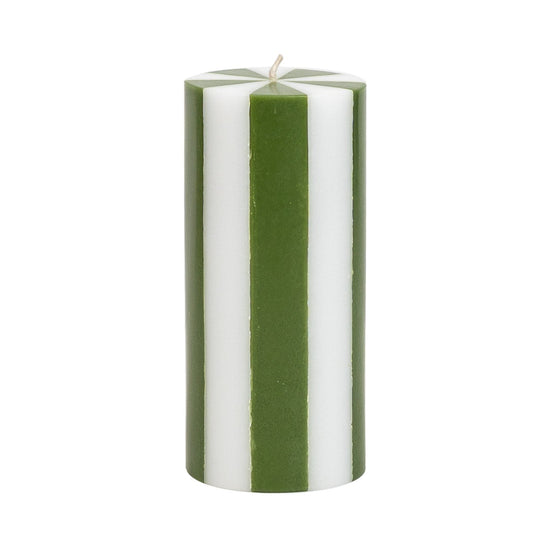 Medium Pillar Candle - Moss Green / White