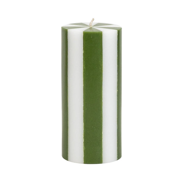 Medium Pillar Candle - Moss Green / White