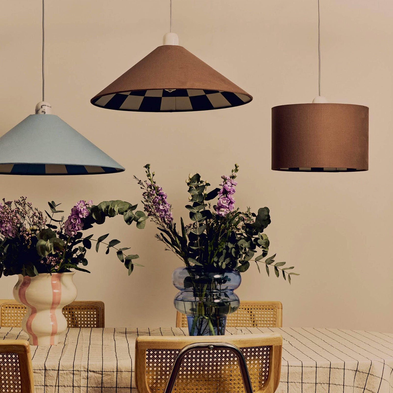 Bark Brown Checkered Drum Shade