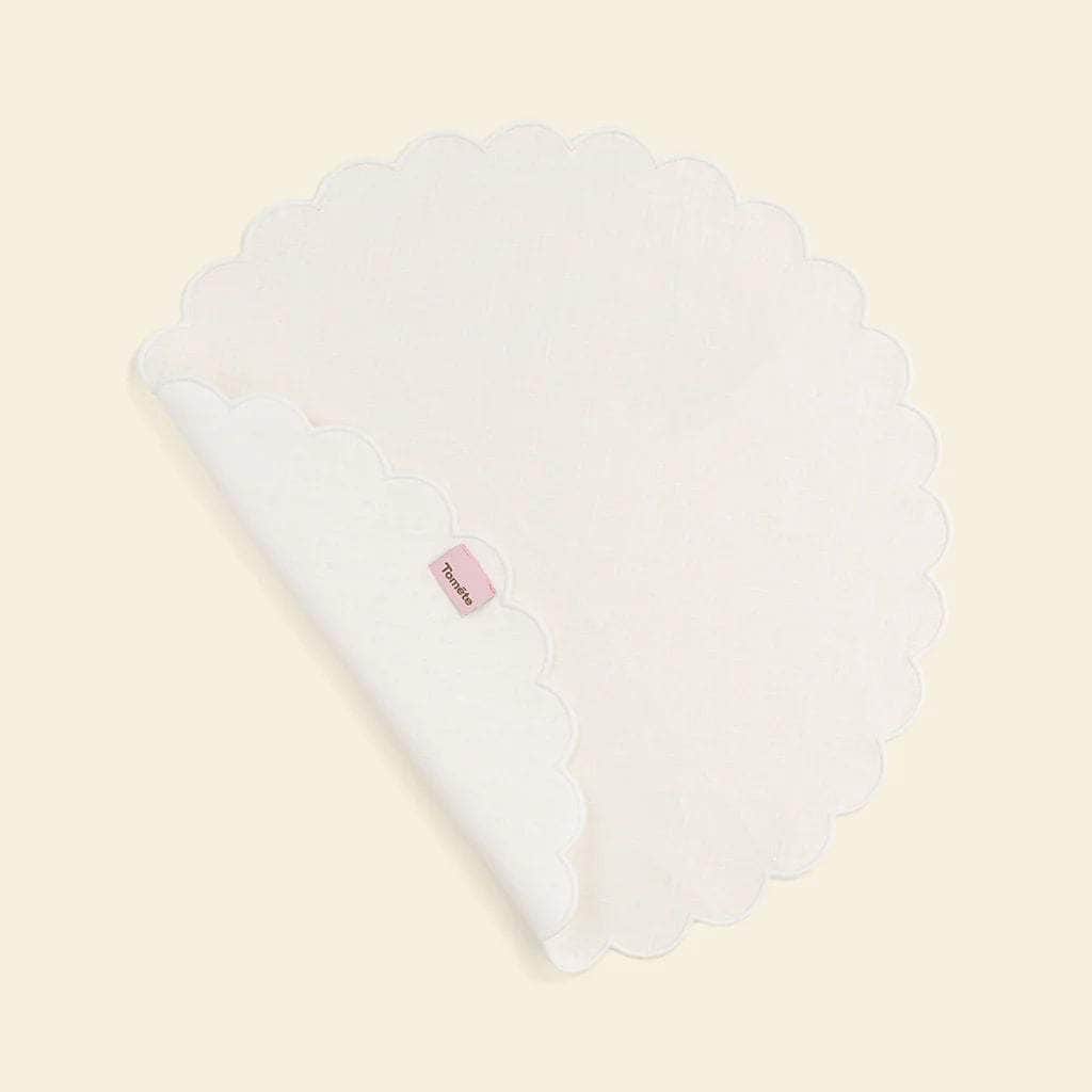 The White Linen Scalloped Round Placemats (Set of 2)
