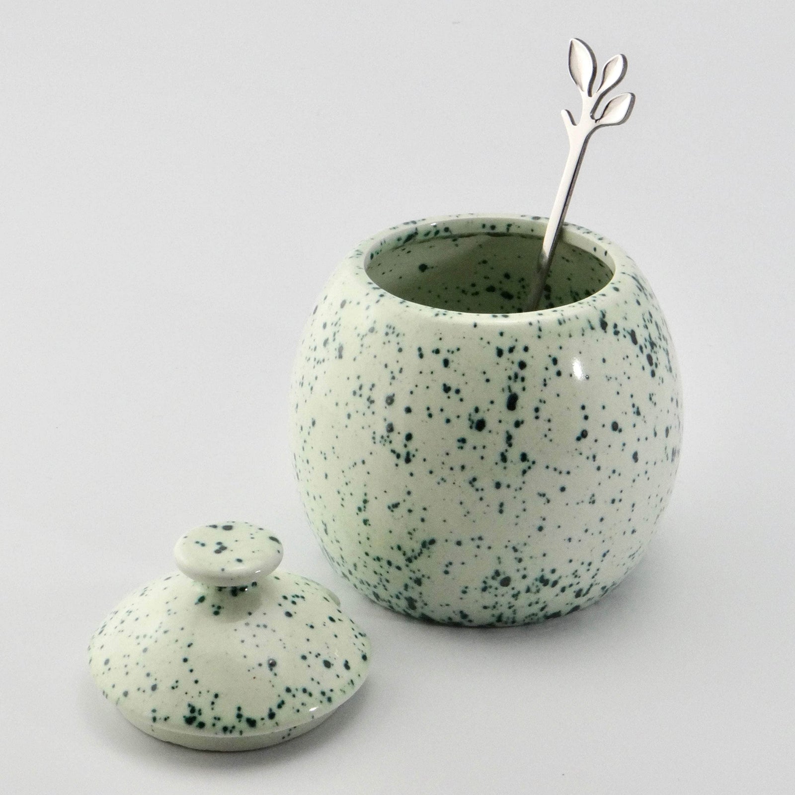 Butter Dish and Sugar Bowl set Speckled Green