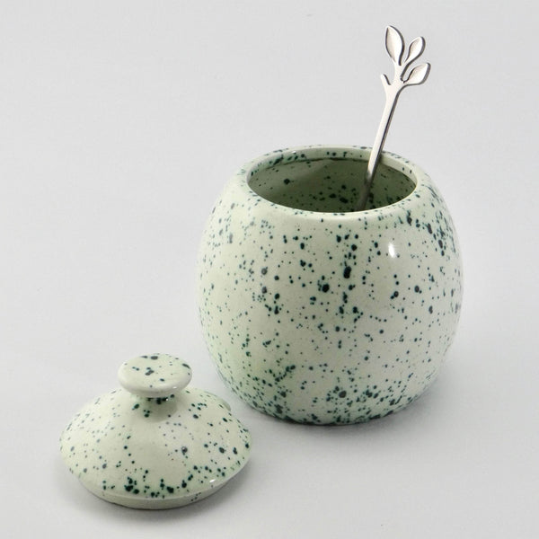 Butter Dish and Sugar Bowl set Speckled Green