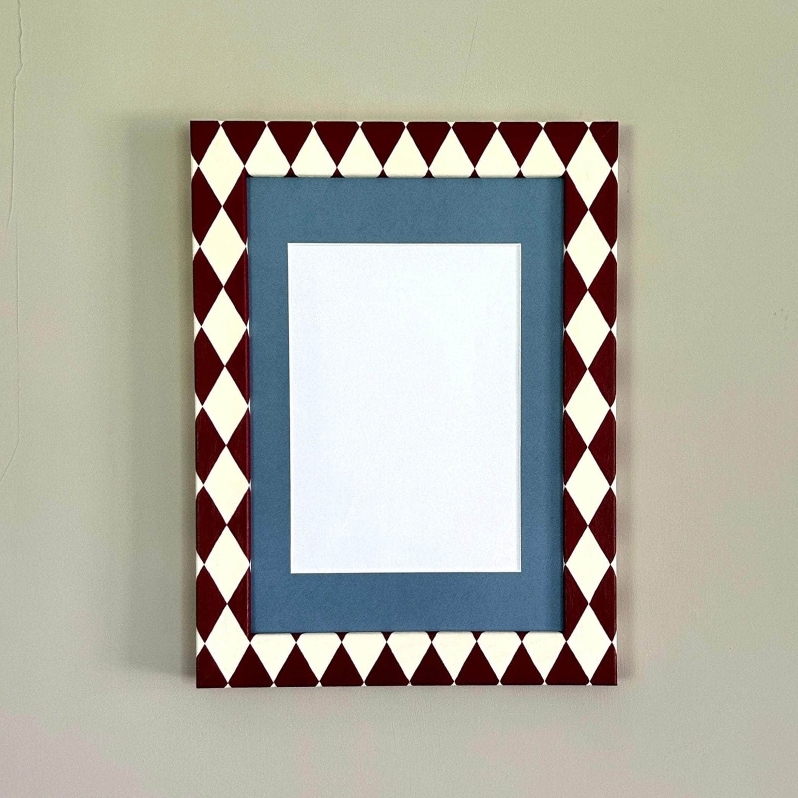 Painted Wood Picture Frame, Brick / Ivory Harlequin
