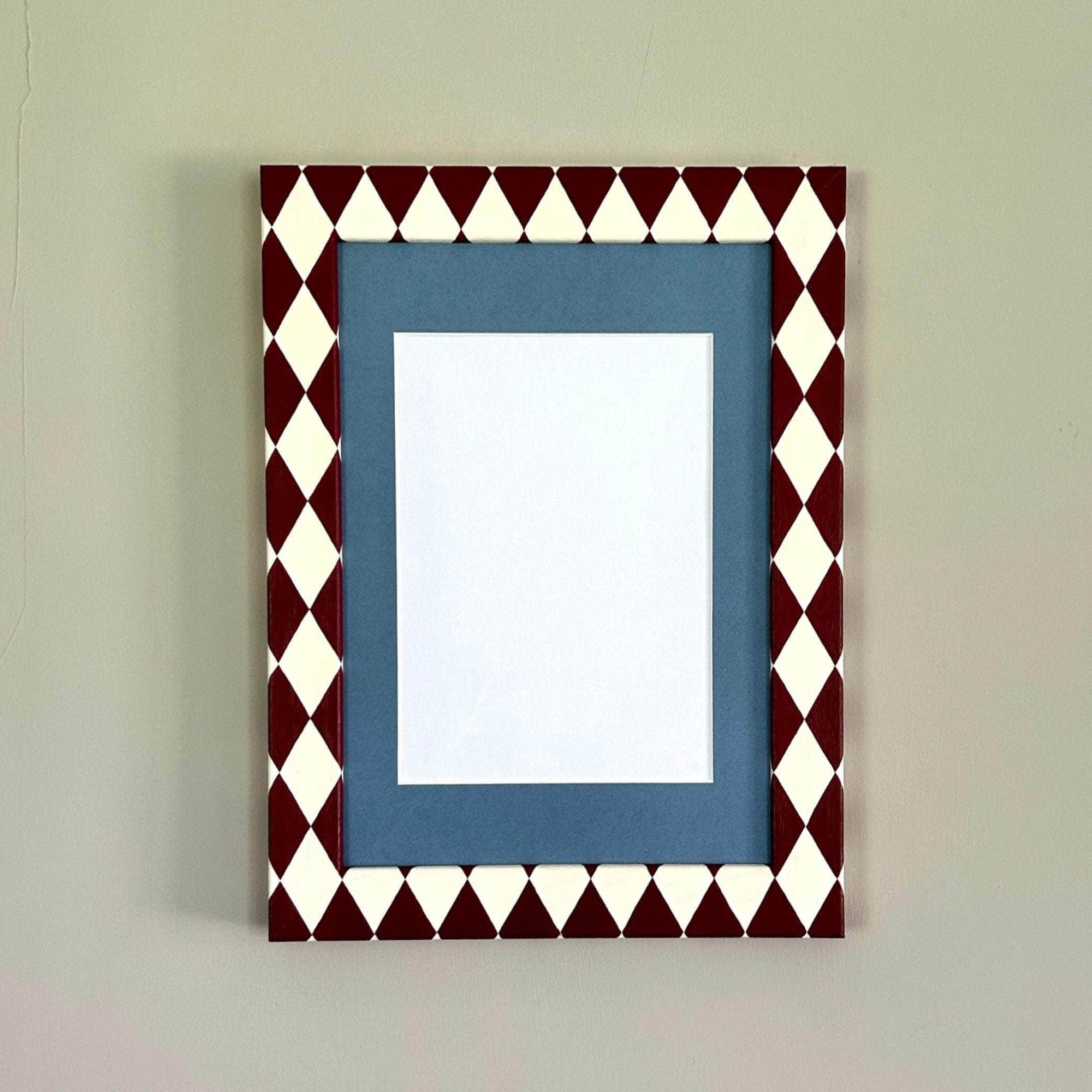 Painted Wood Picture Frame, Brick / Ivory Harlequin