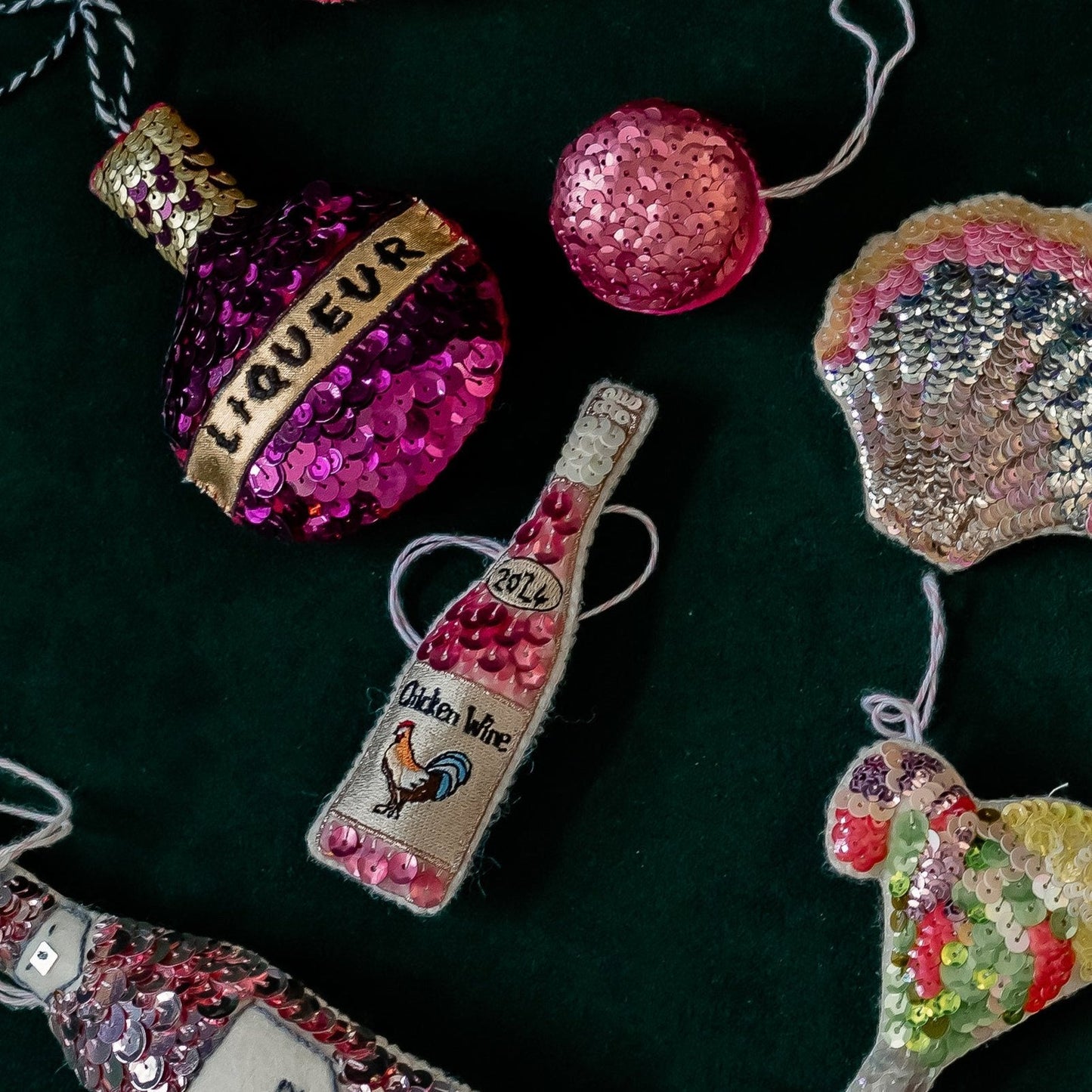 The Chicken Wine Sequin Ornament 2025