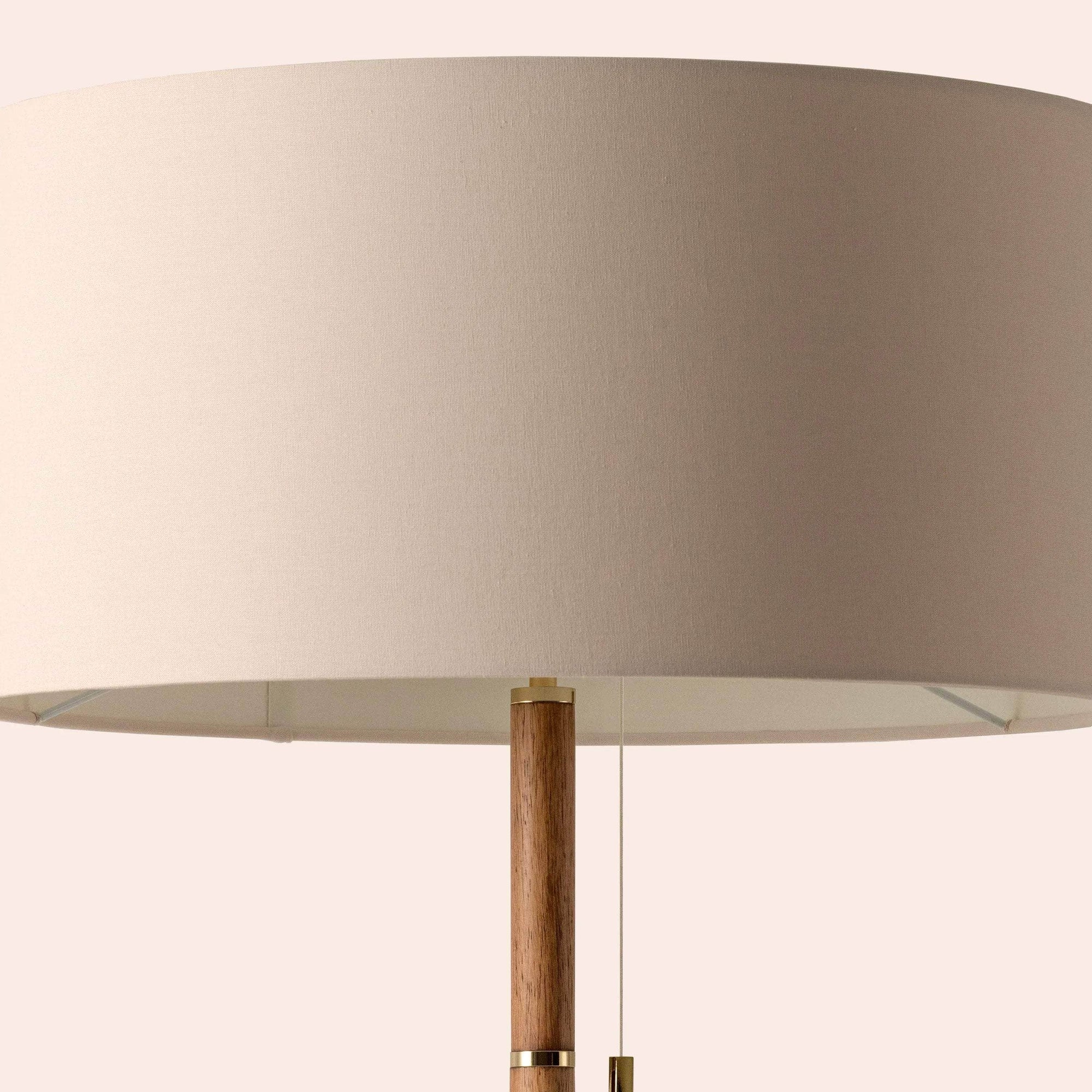 Wood & Brass Disk Floor Lamp