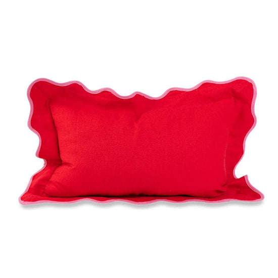 Darcy Linen Lumbar Pillow - Cherry + Light Pink