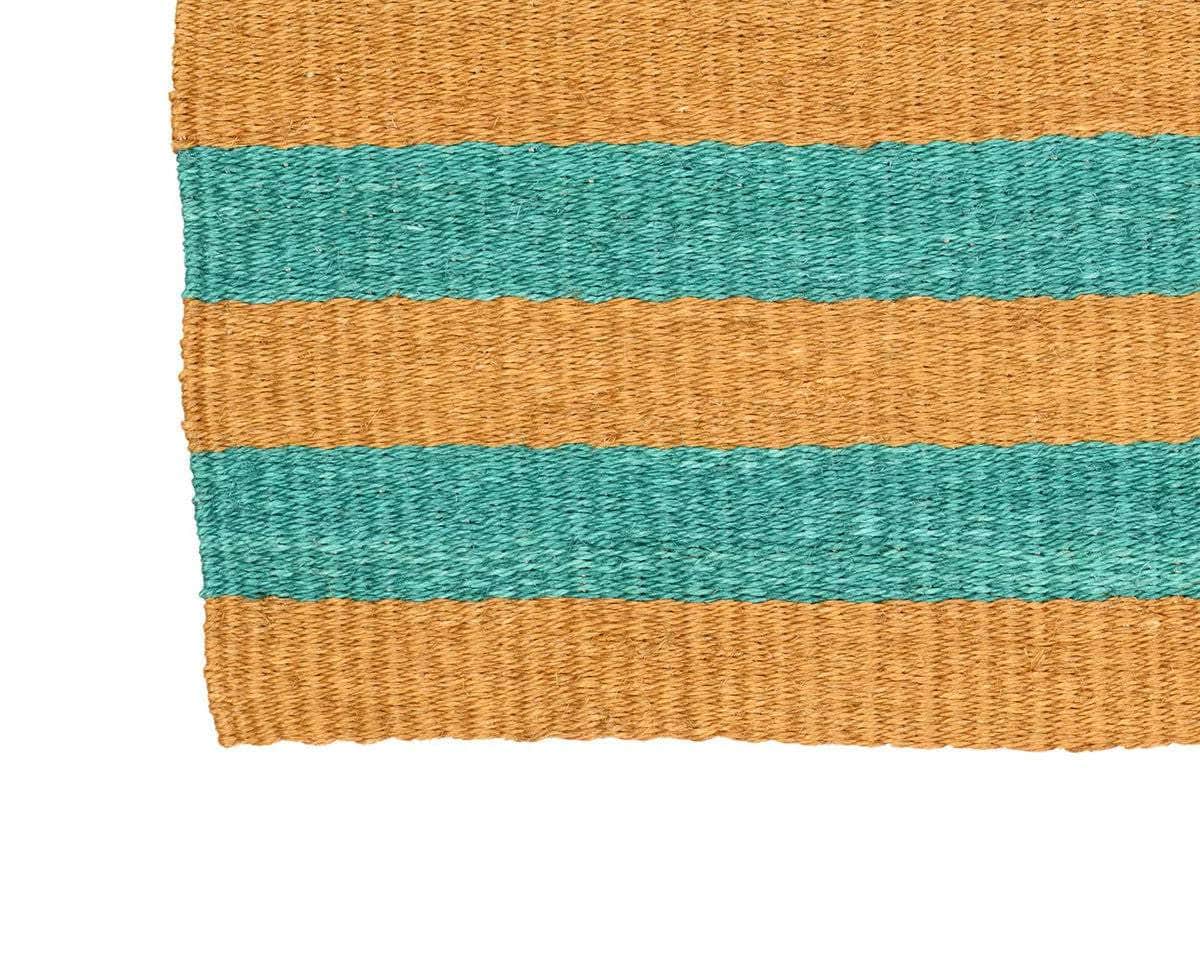 MIALE: Turquoise & Gold Woven Sisal Doormat