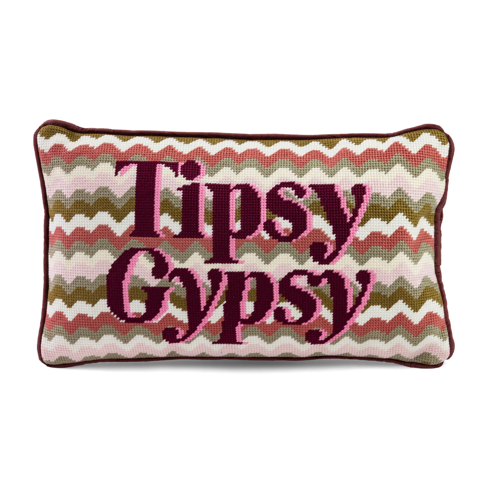 Tipsy Gypsy Needlepoint Pillow