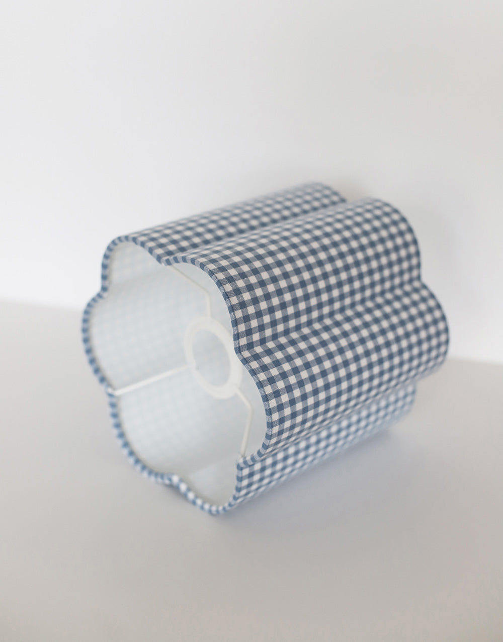 flower-Shaped Lampshade in "Sky Blue Mini Gingham"