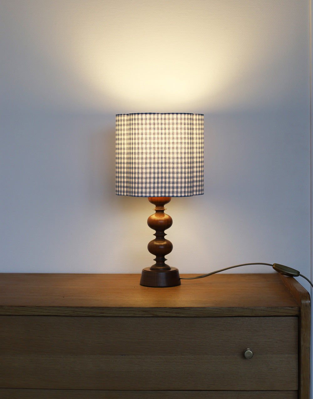 flower-Shaped Lampshade in "Sky Blue Mini Gingham"
