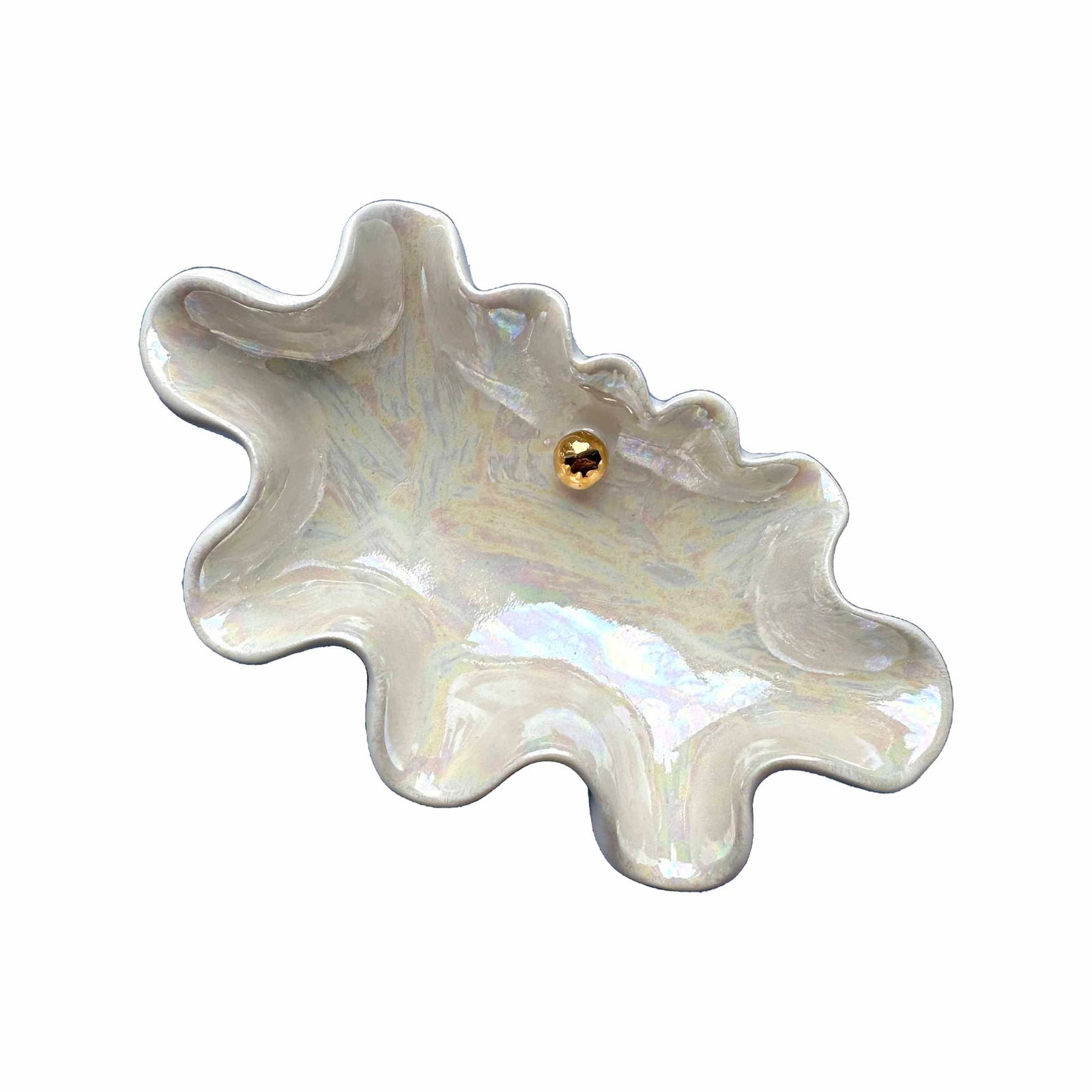 Porcelain Clam Shell Pinch Pot - Mother of Pearl