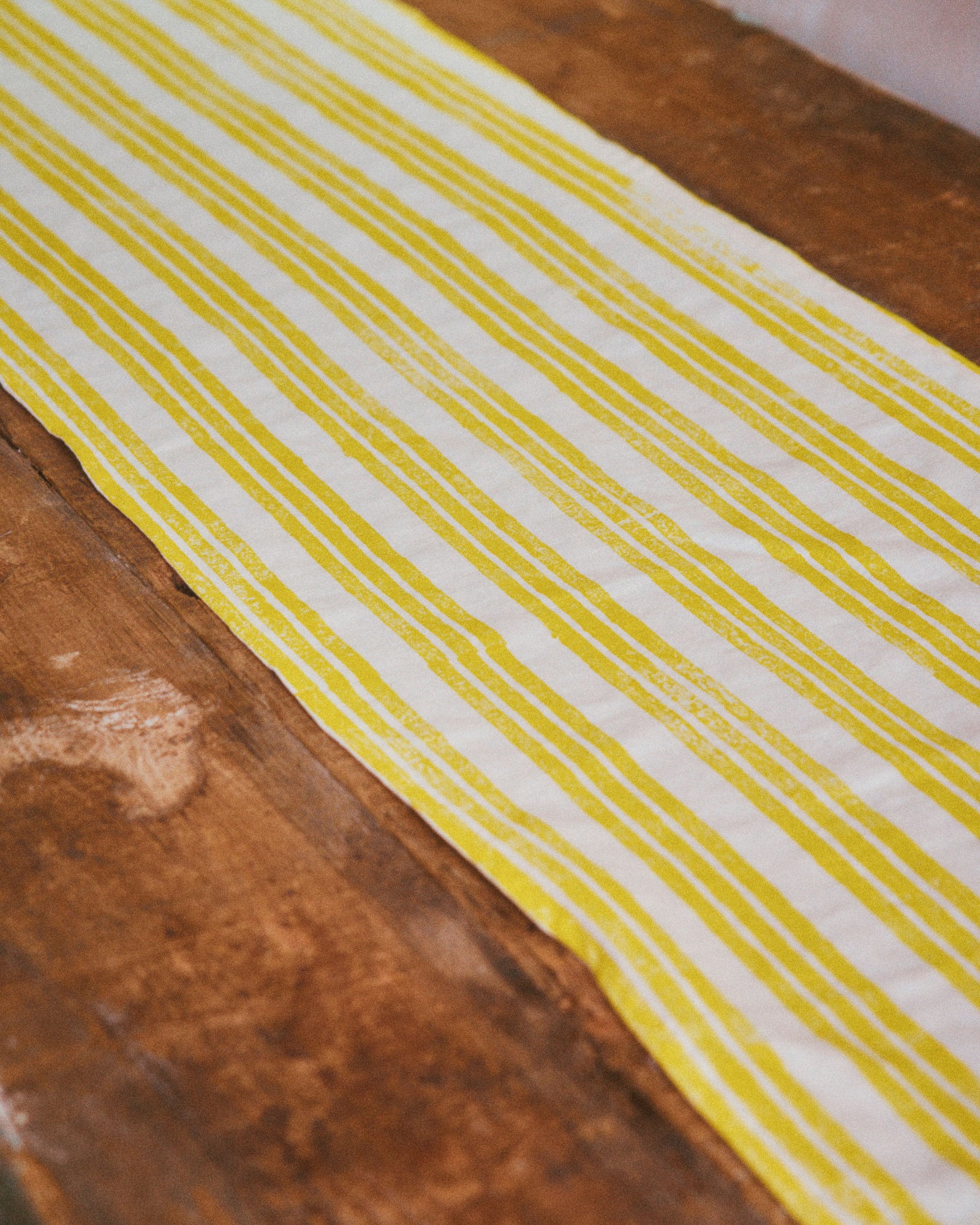 Lemon Yellow Stripe Table Runner