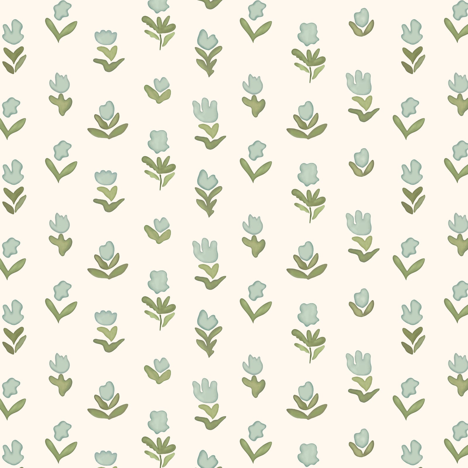 Little Wild Tulips Wallpaper - Misty Green