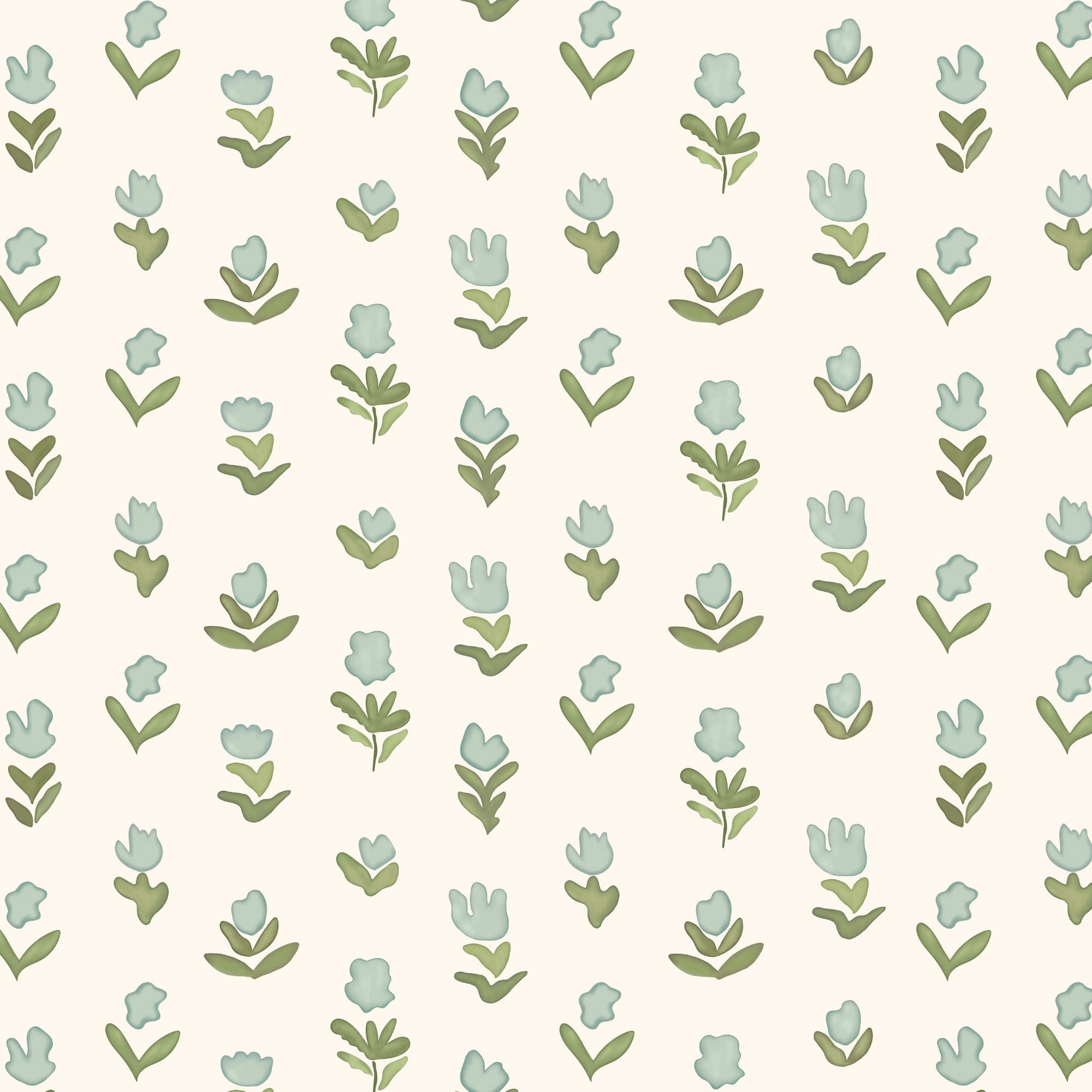 Little Wild Tulips Wallpaper - Misty Green