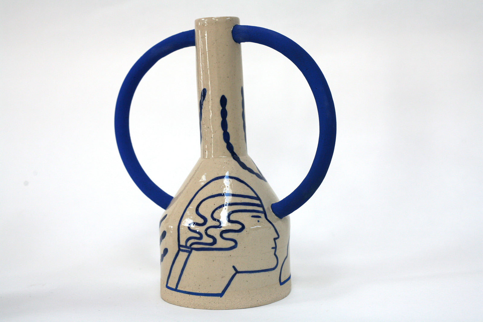 Extra Large Hand Painted Jug Eared Vase