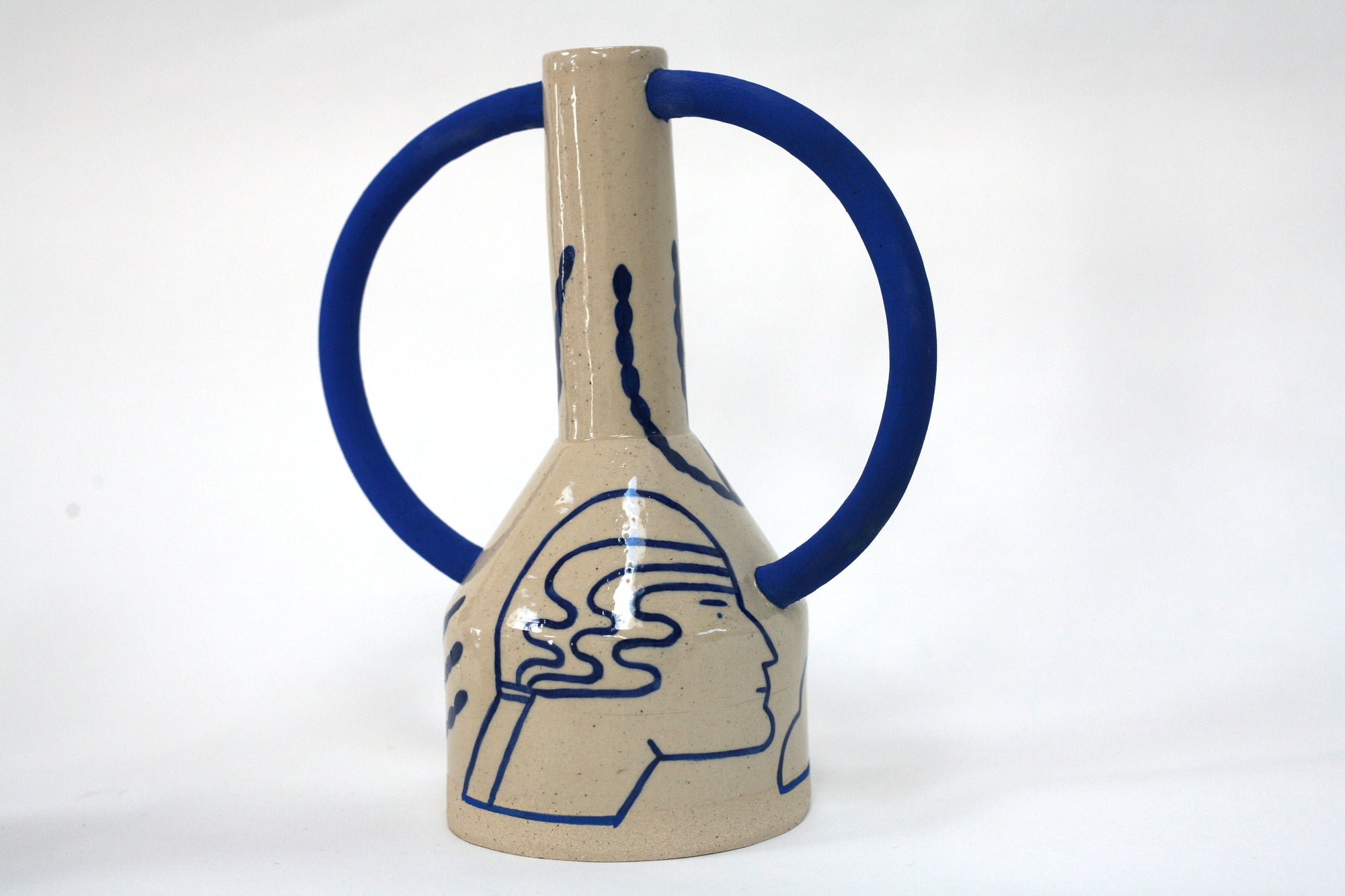 Extra Large Hand Painted Jug Eared Vase