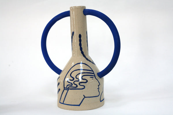 Extra Large Hand Painted Jug Eared Vase