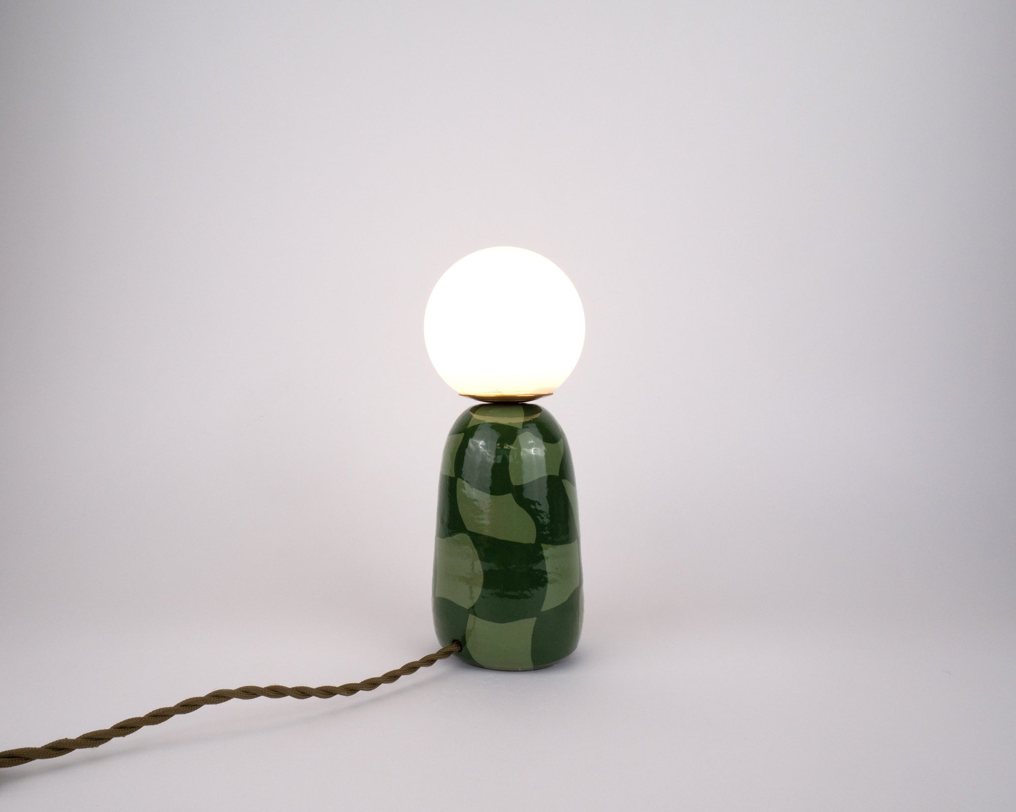 'Abstract Check' Table Lamp w/ Bulb - Green