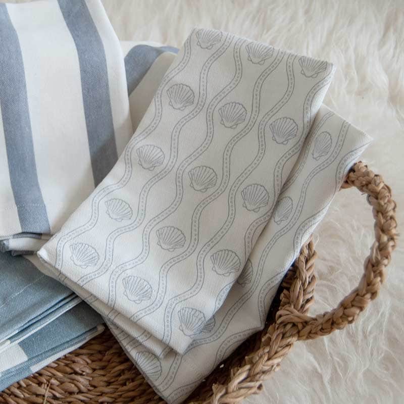 Blue Scallop Linen Napkin - Set of 4