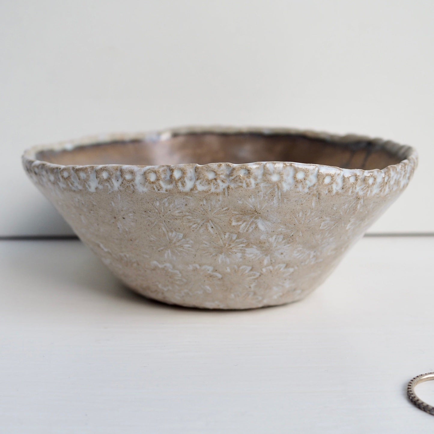 Handmade Gold Ceramic Ring Dish