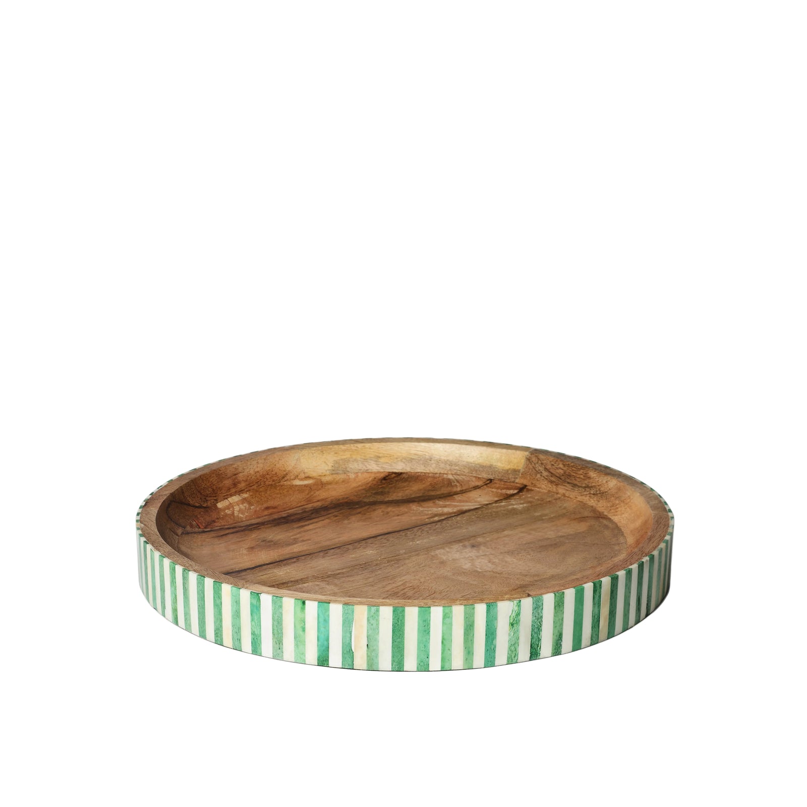 Round Inlay Tray | Green | Striped