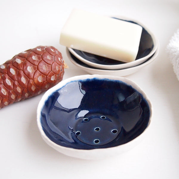 Handmade Royal Blue Ceramic Soap Dish