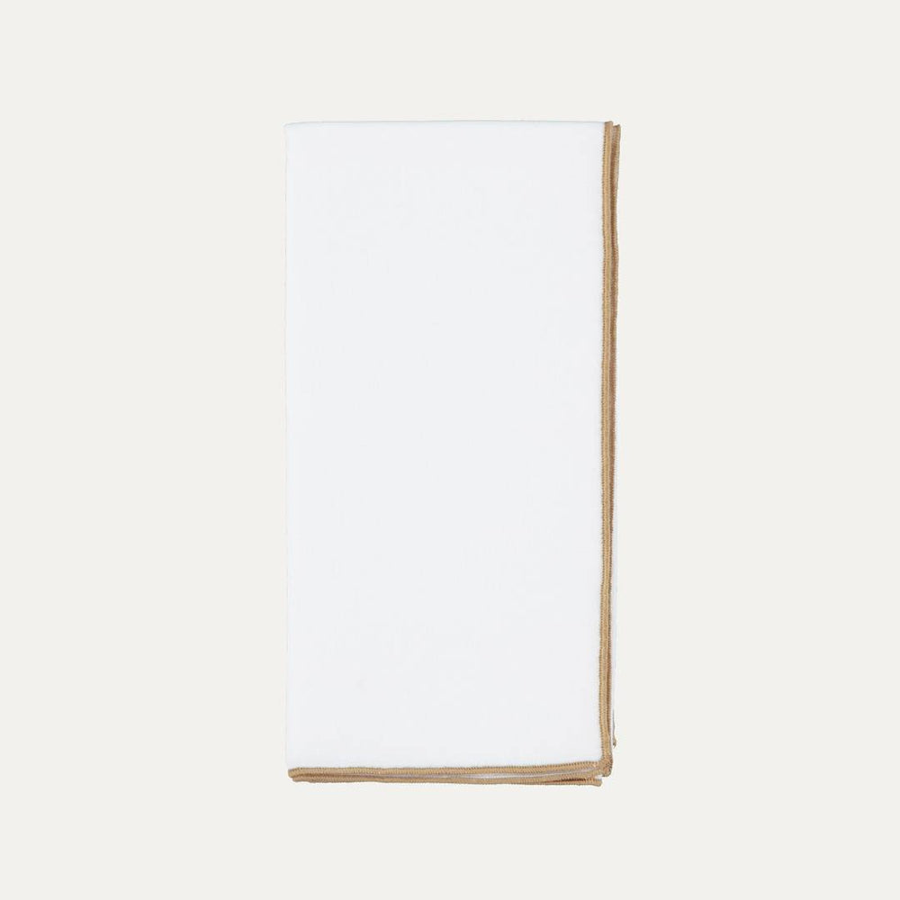 White Linen Napkin with Beige Piping