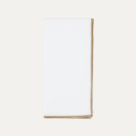 White Linen Napkin with Beige Piping