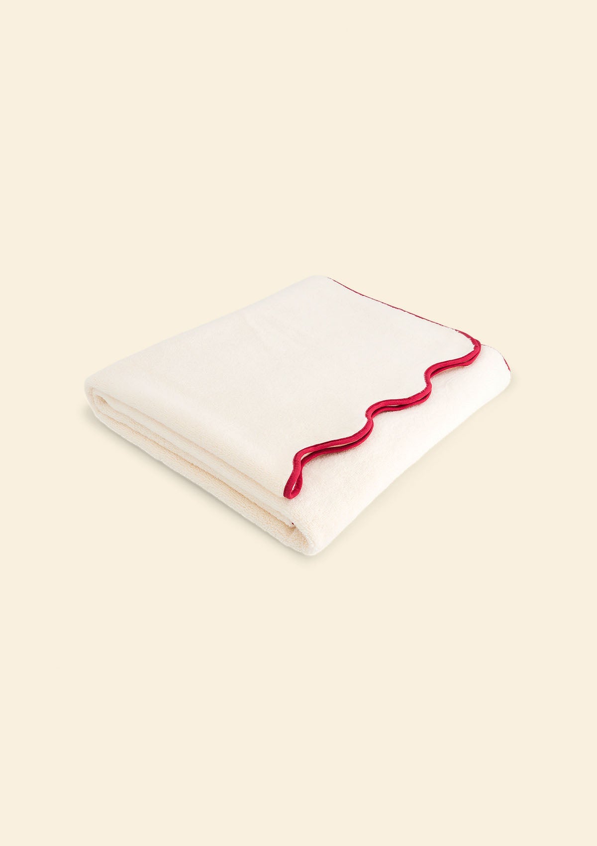 Ivory & Bordeaux Cotton Wavy Bath Sheet