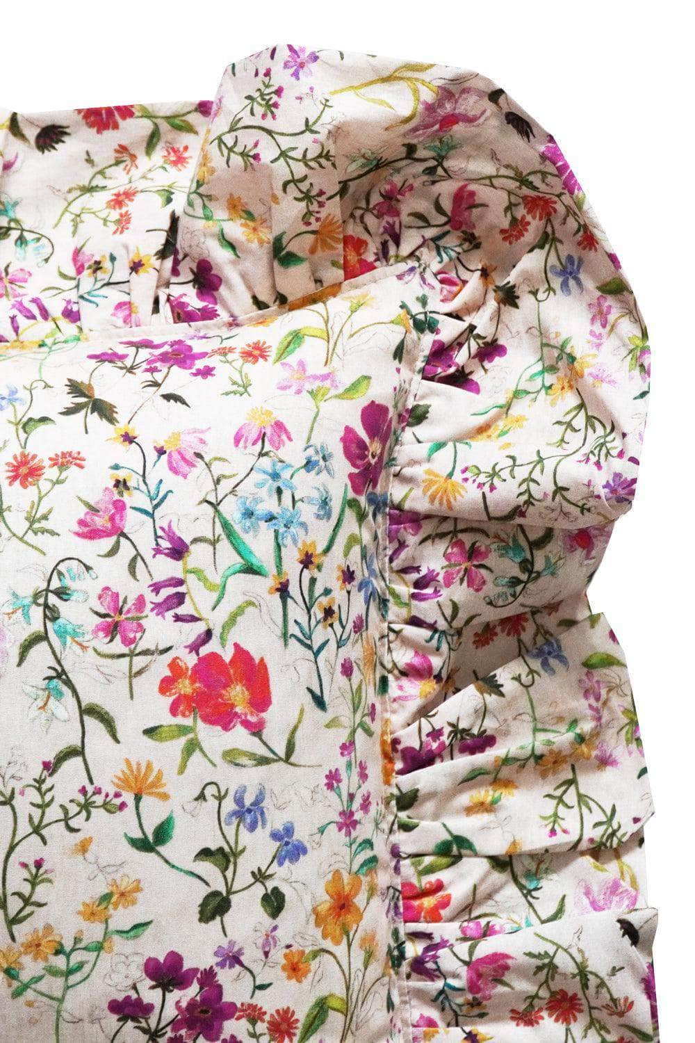 Oblong Ruffle Cushion Made With Liberty Fabric Linen Garden