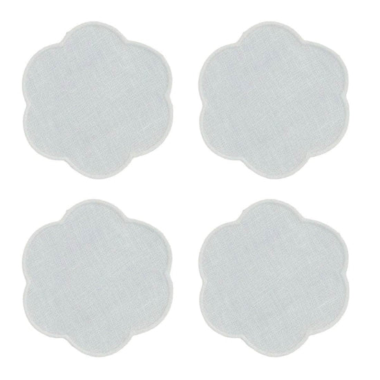 The White Linen Scalloped Coasters (Set of 4)