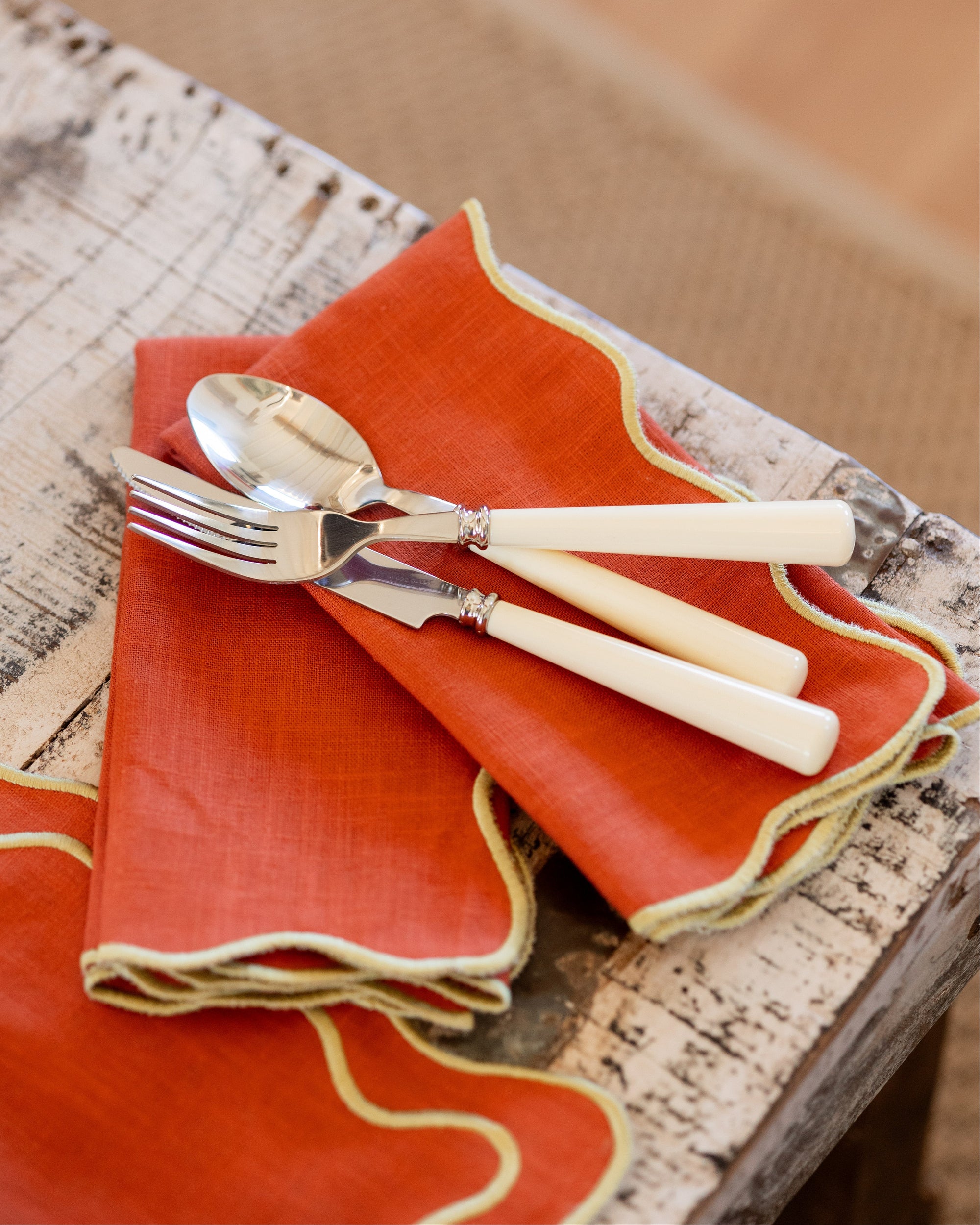 Beja Napkin, Terracotta with Lime Green