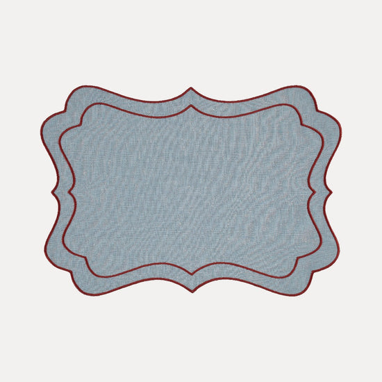 Brisa Placemat, Sky Blue with Burgundy