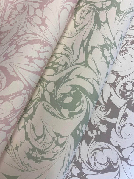Marbled Wallpaper - 'Flourish' Col: Silver Ghost - Non-Woven