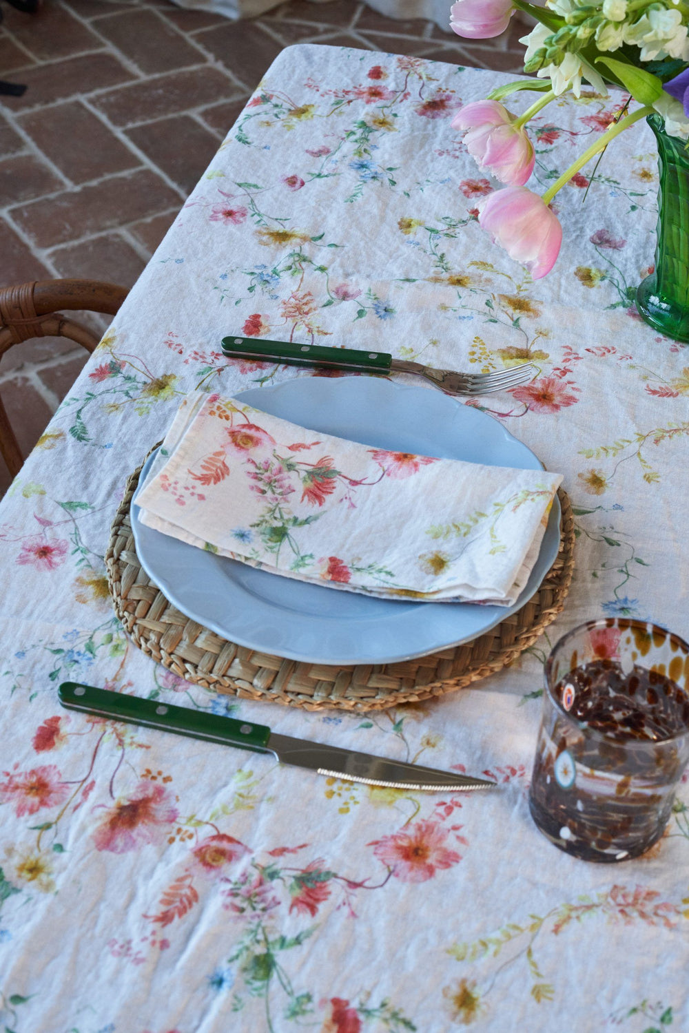 Pastel Meadows Linen Tablecloth