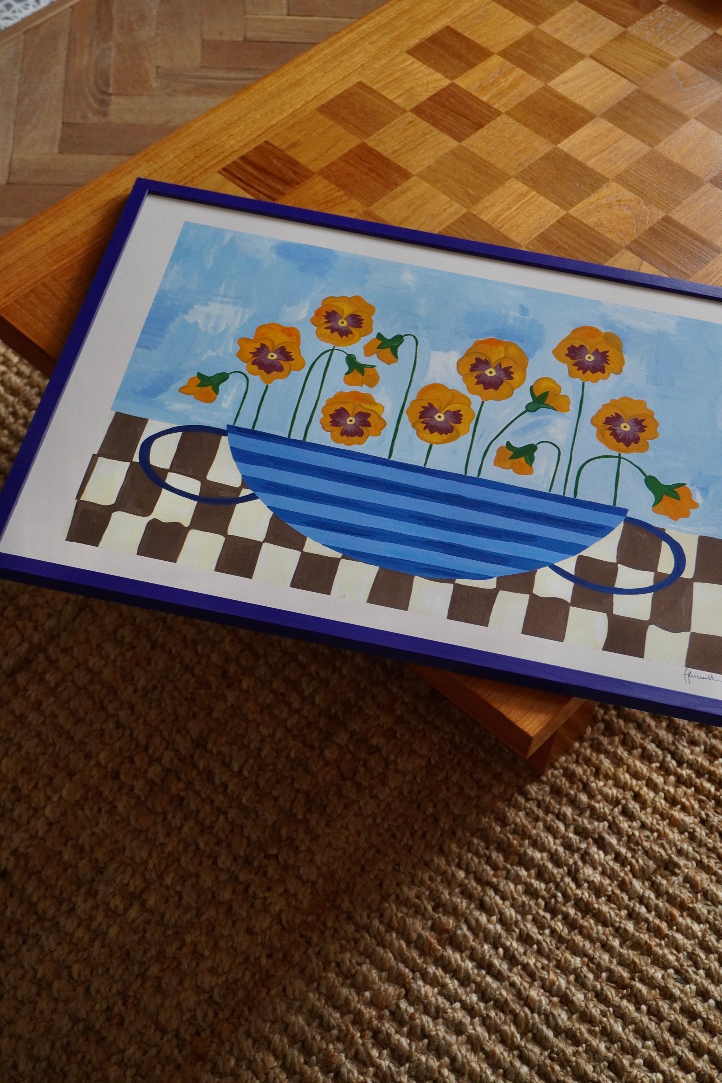 Pansies in Striped Vase Print