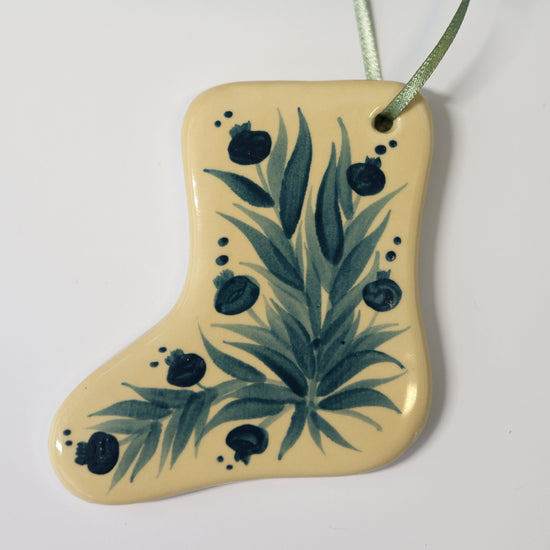 Hand Painted Ceramic Christmas Stocking Ornament