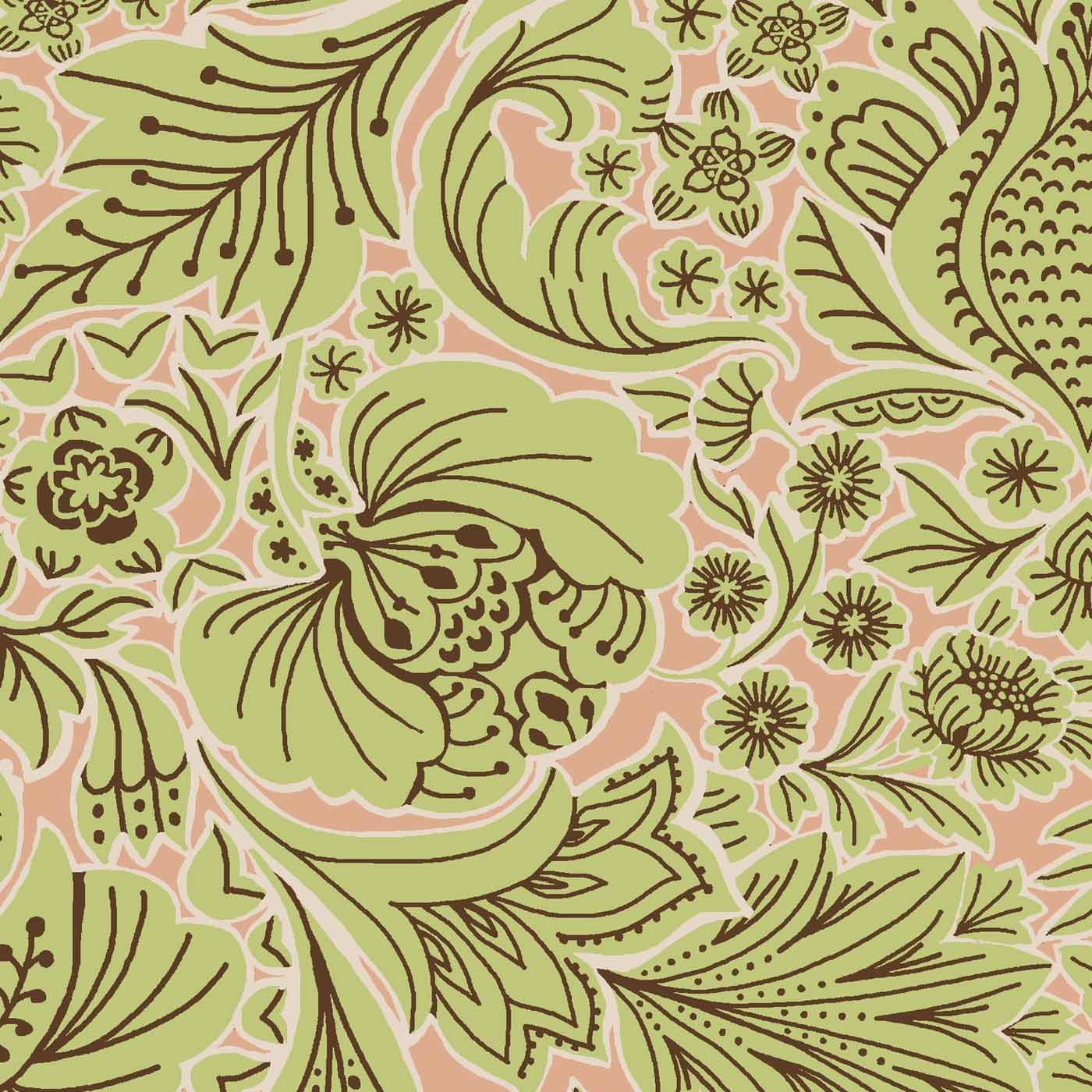 Folk Floral Fabric (Pistachio)