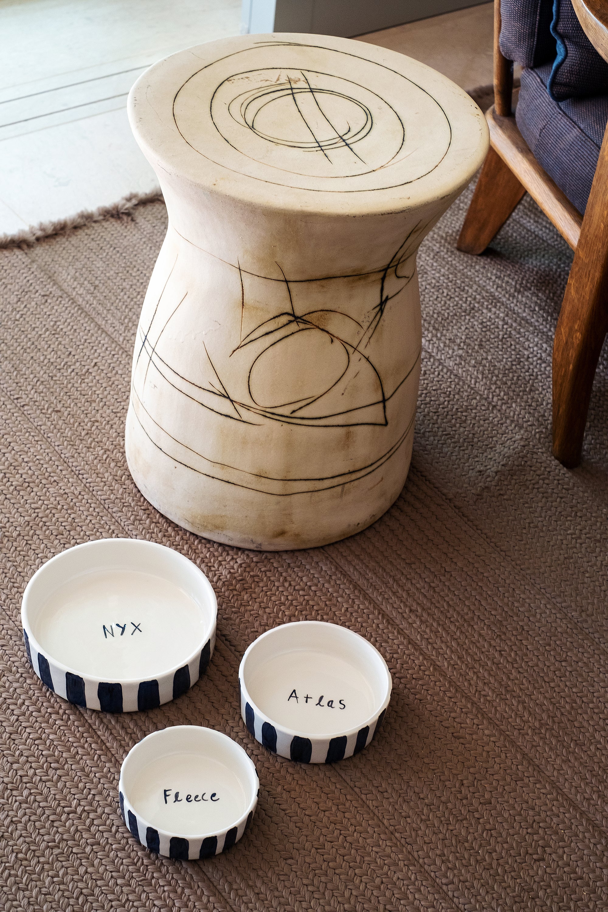 Black and White Striped Pet Bowl